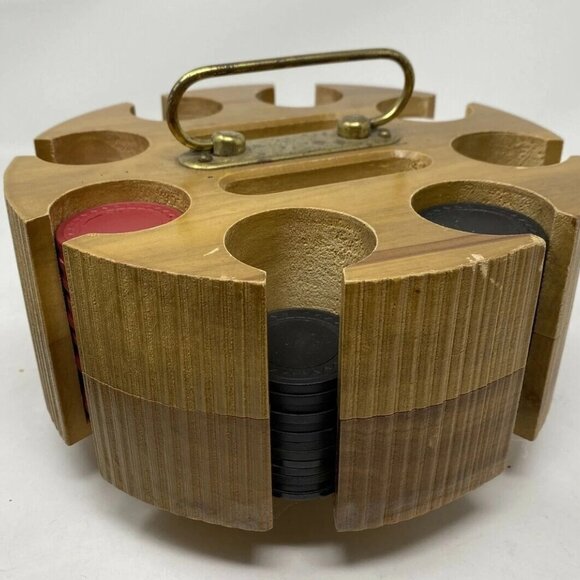 Vintage Wooden Poker Chip Carousel - Picture 4 of 8